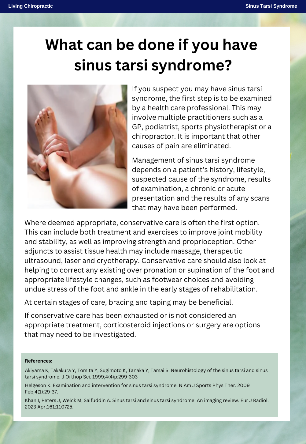 Sinus Tarsi Syndrome Living Chiropractic Sinus tarsi syndrome living chiropractic